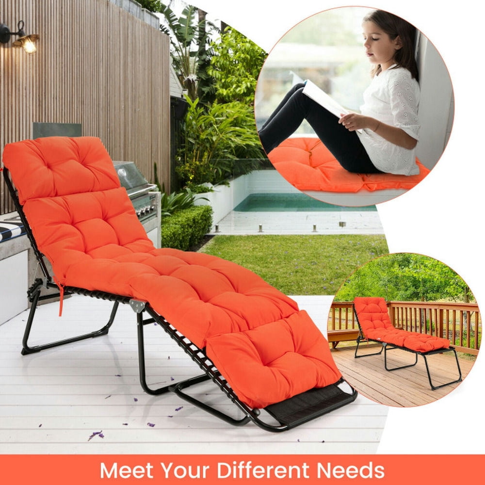 Topcobe Outdoor Lounge Chaise Cushion with String Ties for Garden Poolside, Chair Cushions for Outdoor Furniture-Orange