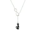 thumbnail image 2 of Delight Jewelry Tall Sitting Matte Black Cat Silver tone Elegant Infinity Lariat Necklace, 2 of 4