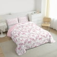 thumbnail image 3 of Manfei Dreamy Pink Bowknot Queen Comforter Set, Vintage Rustic Flower Bedding Comforter Set, Teens Kids Child Reversible Bedding Set, Super Cozy Room Decor, 3-Piece, 3 of 8