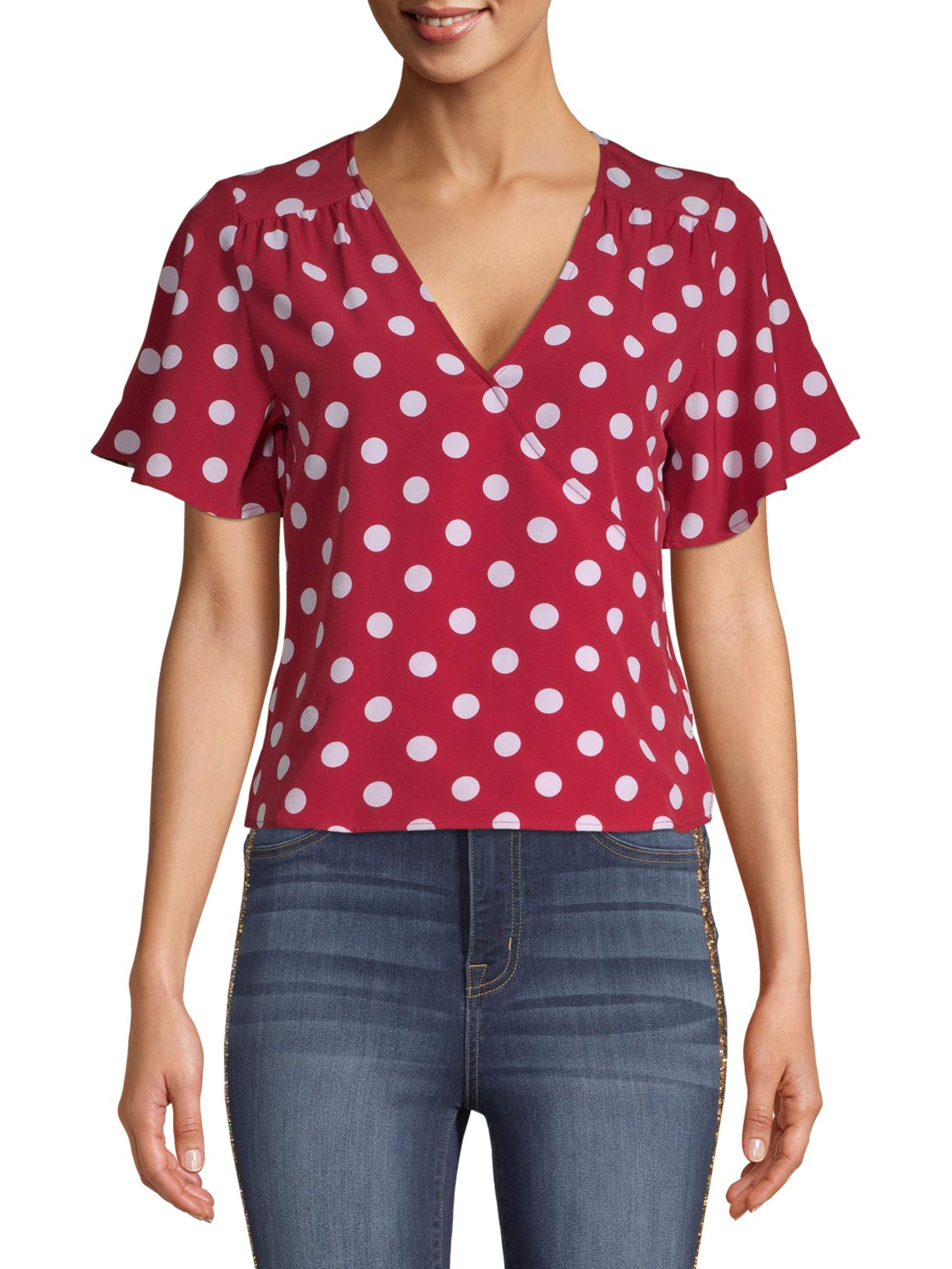 polka dot wrap top