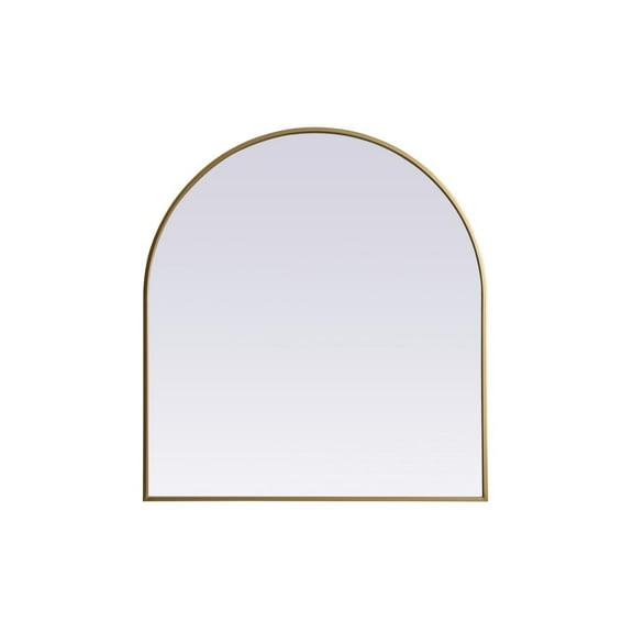 Elegant Decor Metal Frame Arch Mirror 33x36 Inch in Brass