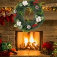 thumbnail image 1 of Danhjin Couronne de Fleurs en Plastique Couronne de Fleurs Porte d'Entrée de Noël Frappe Intérieure et Extérieure avec Cotons Fruits Rouges Pins Cônes Décorations de Noël, 1 of 6