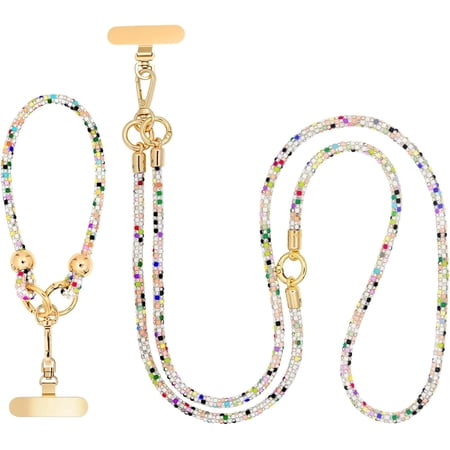 Crystal Phone Strap Crossbody and Wrist Lanyard, Anti Theft Layered & Wrist Strap Cell Phone Neck for Women