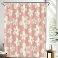 thumbnail image 2 of Cute Retro Pink Floral Shower Curtain for Bathroom 72W*72H Inch Abstract Flower 70s Lovely Vintage Aesthetic Funky Bathtub Decor Modern Trendy Waterproof Polyester Fabric Set with 12 Hooks, 2 of 6
