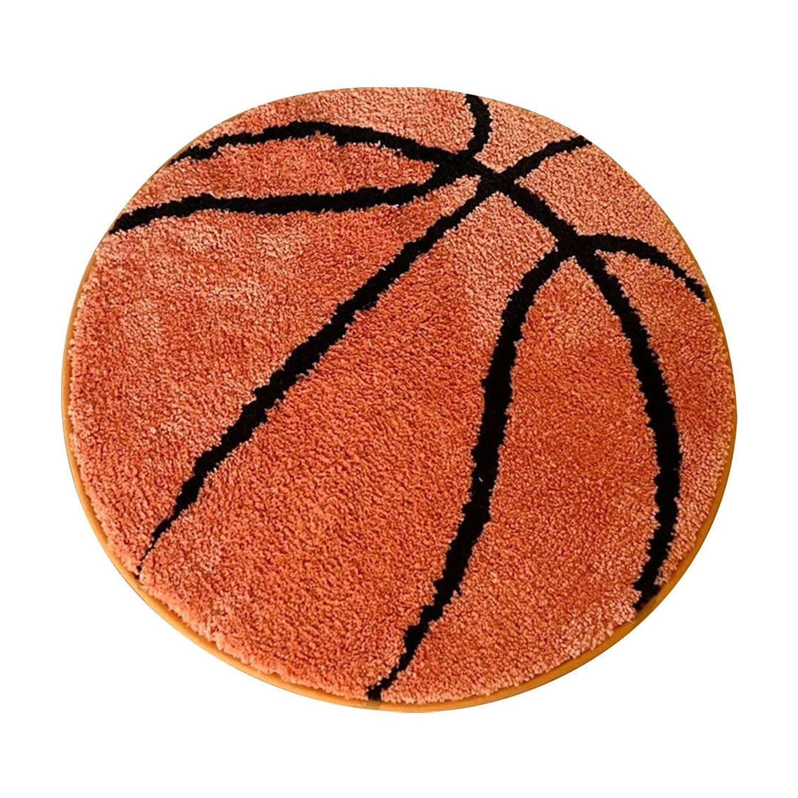 Basketball Rug, Soft and Comfy Sports Themed Round Area Rugs Bedroom Living Room Carpet Kitchen Mat Bath Rugs for Bathroom, Basketball Themed Room Decor for Kids Bedroom Men Cave(80*80cm)