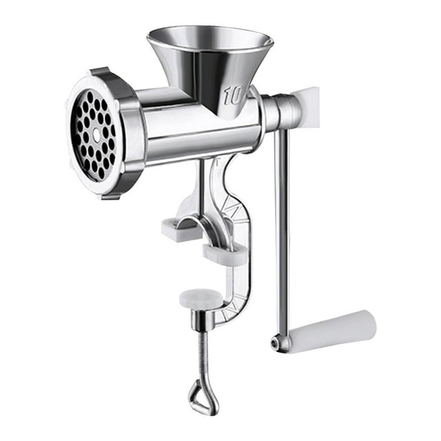 B Large Manual Meat Grinder Sausage Filler Hand Crank Aluminum Alloy Construction For Home Kitchen Food Processing Chili Powder Grinding Sausage Making