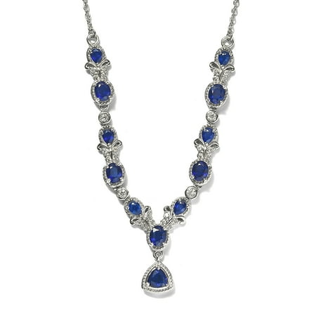 Shop LC 925 Sterling Silver Trillion AAA Blue Spinel Zircon Necklace Platinum Plated Bridal Anniversary Engagement Wedding Size 18" Ct 3.3 For Women Jewelry