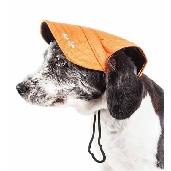 Pet Life Cap-Tivating UV Protectant Adjustable Fashion Dog Hat - Orange, Large