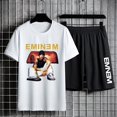 thumbnail image 3 of Conjuntos de dos piezas con estampado de Eminem para hombre, camiseta de manga corta, pantalones cortos, traje deportivo informal de talla grande, Conjunto de camiseta de Hip Hop para mujer, Verano, 3 of 4