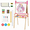 Pink, variant on CONCETTA Kids Easel, Double-Sided Magnet Whiteboard & Chalkboard with Paper Roll, Storage Shelf & Accessories, Red