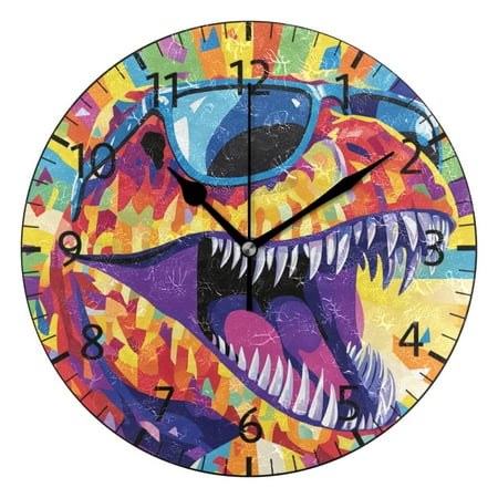 YAZAOO Decorative Wall Clock Size：25cm Rad Rex Design Pattern Clock