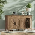 thumbnail image 2 of LEDREM Buffet de Style Ferme - Bar à Café avec 2 Tiroirs, Tablettes Ajustables et Trous pour Câbles, Rangement Polyvalent, Brun Miel, 2 of 6