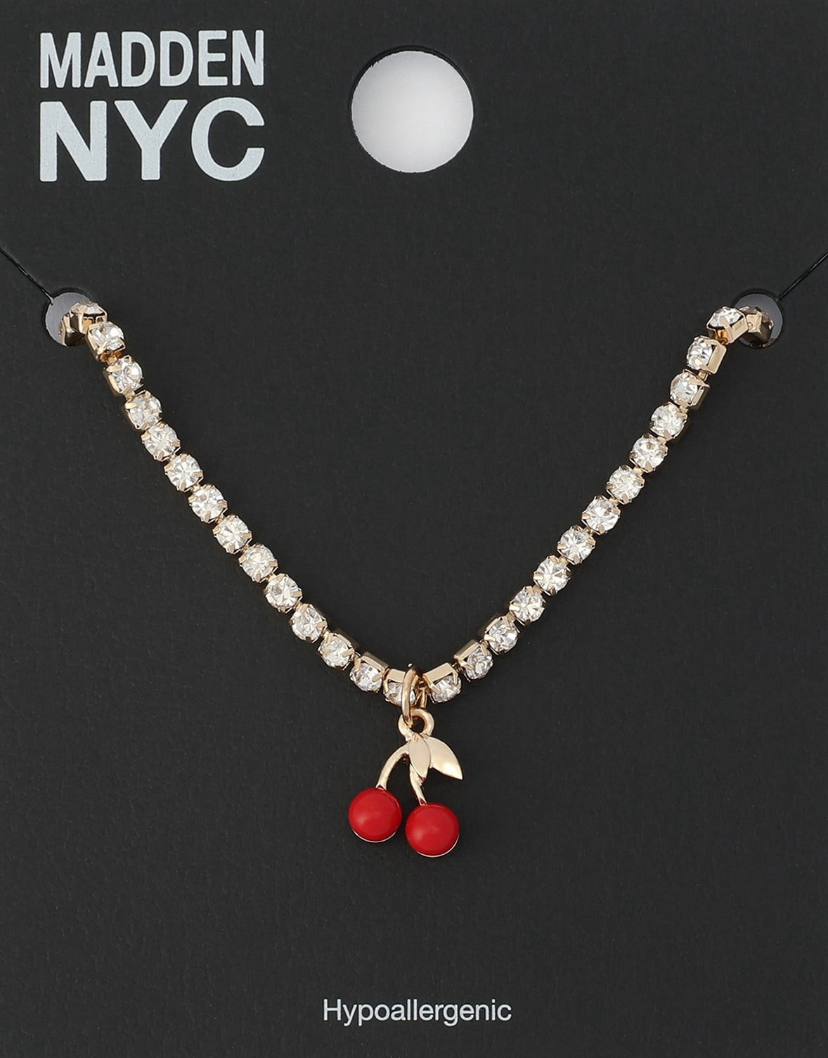 Madden NYC Women's Fashion Gold-Tone Cherry Pendant Tennis Necklace