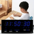thumbnail image 3 of Reloj despertador digital con indicador de temperatura, calendario perpetuo con fecha y mes. Azul, 3 of 8