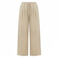 thumbnail image 5 of Womens Cotton Linen Pants with Pleats Lightweight Casual Wide Leg Palazzo Sweatpant Beach Summer Trousers (XL, Khaki), 5 of 8