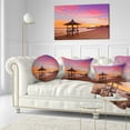 thumbnail image 3 of Designart Lifeguard Station in Beautiful Beach - Modern Seashore Throw Pillow - 12x20, 3 of 5
