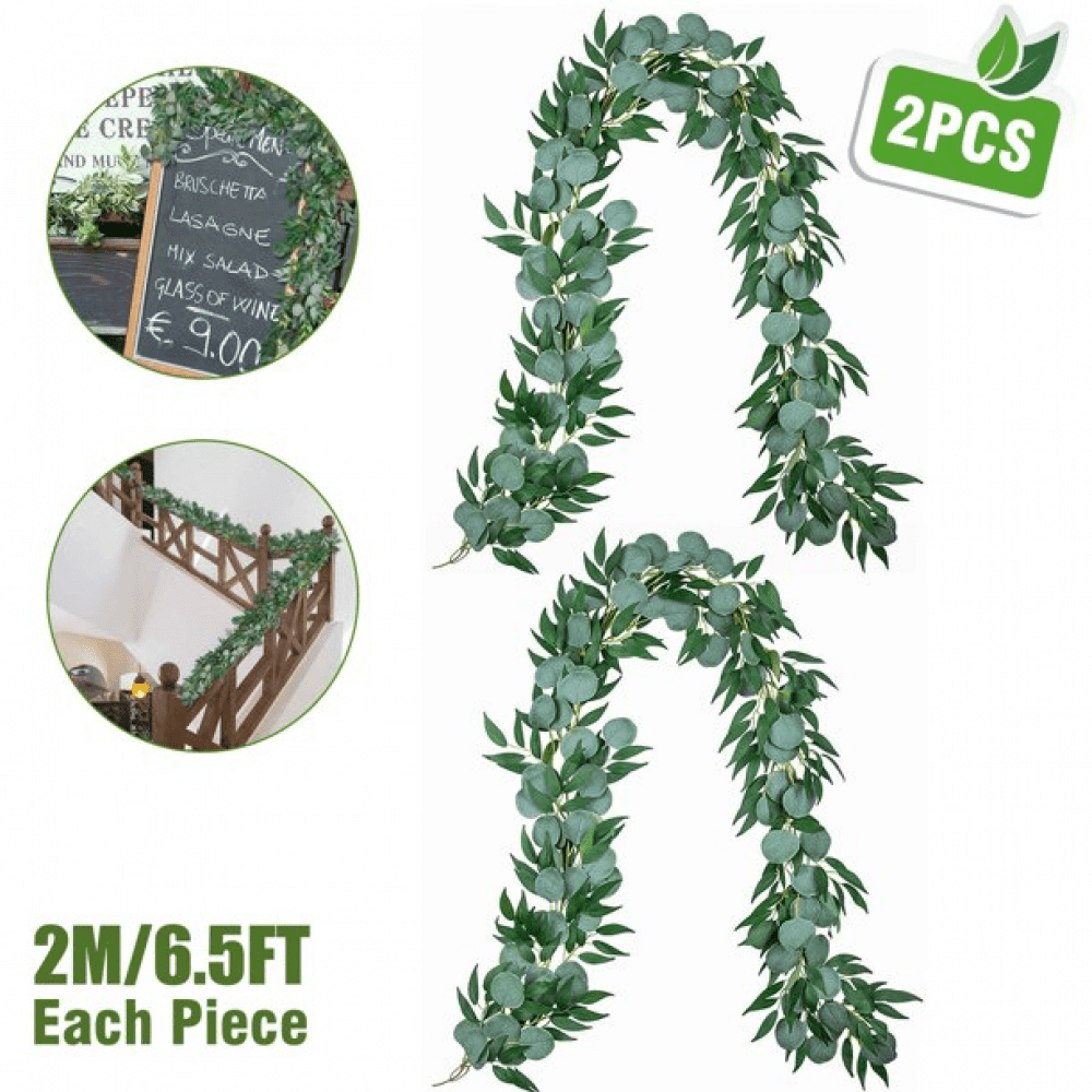 YaFexgoods Faux Eucalyptus Garland Plant, 1/2/3/4/5 Pack Artificial Vines Hanging Eucalyptus