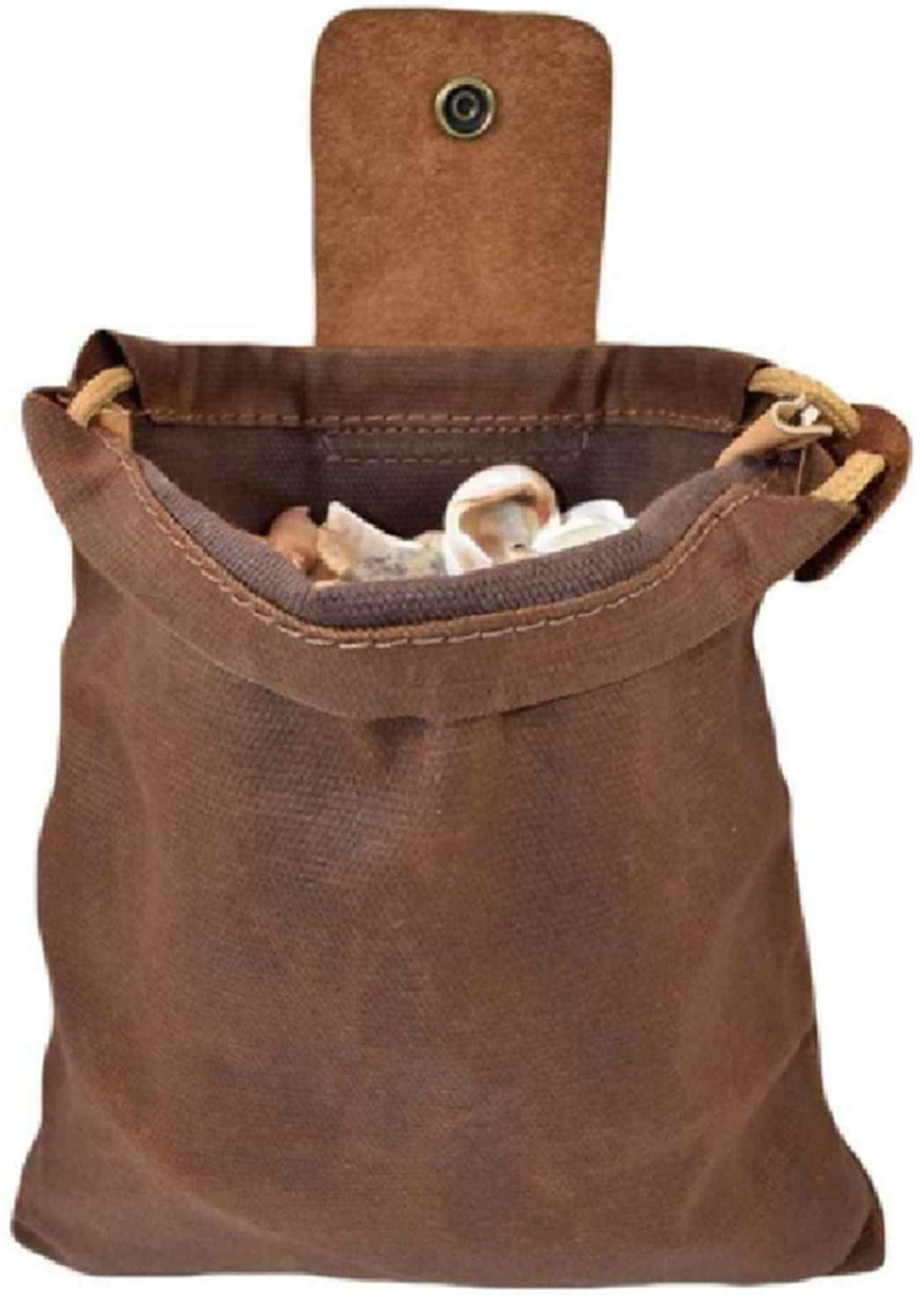 Canvas Bushcraft Bag with Leather Cover & Buckle Foldable Heavy Duty Tool Pouch 