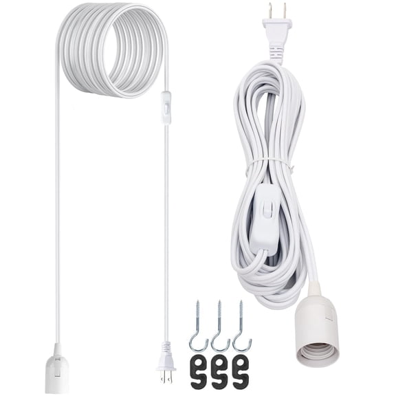 20Ft UL Approval Extension Hanging Lantern Pendant Light Lamp Cord Cable 360W Suitable for E26 E27 Socket with On/Off Switch for Paper Lantern