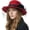 Wine Red, variant on Woolen Fedora Hats for Women, Classic Flower Wide Brim Bowler Felt Top Hat with Veil Winter Church Derby Party Cap
