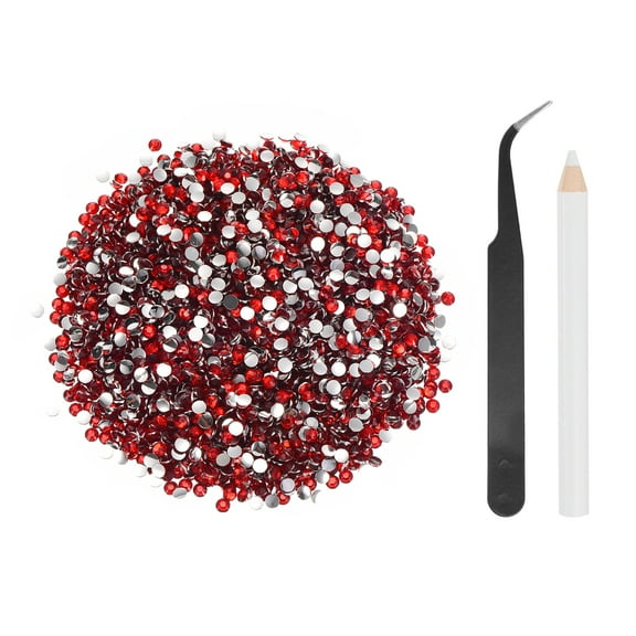 5000Pack Flatback Rhinestones Resin, SS12 3mm Round Shine Gems, Bright Red