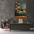 thumbnail image 5 of Mudket Framed Leopard on Green Velvet Sofa Canvas Wall Art, Floral Wallpaper Animal Print Wall Decor, Ready to Hang for Living Room - 12"L x 8"W, 5 of 10