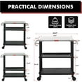 thumbnail image 3 of Feasto Adjustable 3-Tier Outdoor/Indoor Food Prep Cart Work Table with Stainless Steel Table Top, 3 of 11