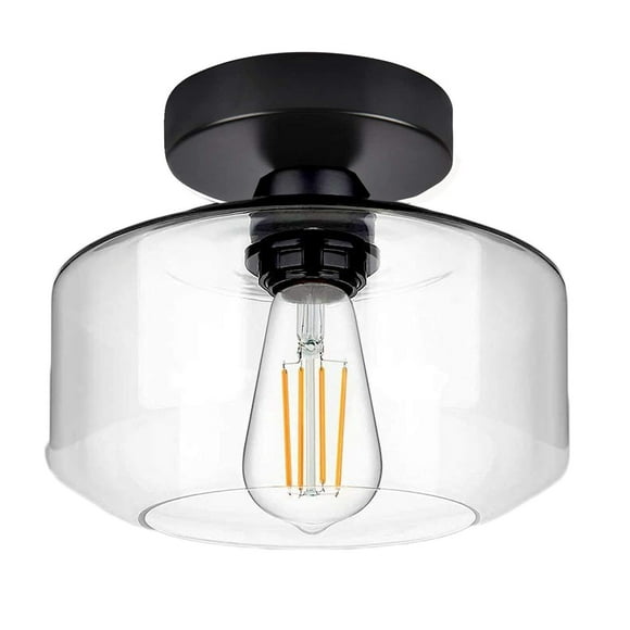 Semi Flush Mount Ceiling Light - Modern Ceiling Light Fixtures with Clear Glass Shade Bedroom Lights Ceiling for Living Room Dining Room Fo