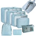 thumbnail image 1 of 8 Piece Travel Cube Foldable Tote Organizer Lightweight Luggage Organizer (blue), 1 of 5
