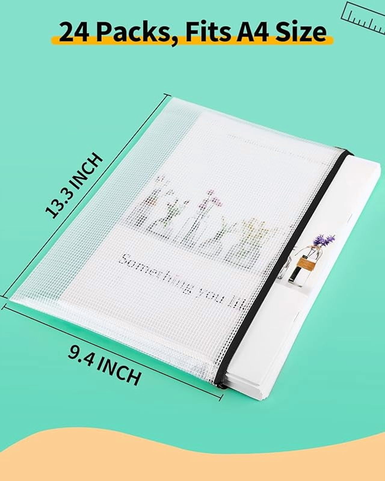 24pcs Mesh Zipper Pouch, 8 Sizes 8 Colors Plastic Zipper Bags for Organizing, Multipurpose Waterproof Zipper Document Pouches for Office, Travel, Home Board Game Storage