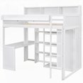 thumbnail image 3 of White Wood Twin Size Loft Bed Offering Multiple Storage Shelves & a Spacious Wardrobe, 3 of 15