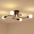 thumbnail image 1 of Lámpara de techo moderna, lámpara de techo de metal industrial, 4 lámparas, lámpara de techo LED E27, lámpara colgante moderna de araña negra para sala de estar, dormitorio, cocina, sin bombillas, 1 of 6