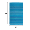 thumbnail image 3 of FH Home Outdoor Camping Rug - Waterproof, Fade Resistant, Reversible - Premium Recycled Plastic - Striped - Porch, Deck, Balcony, Mudroom, Laundry Room, Patio - Havana - Turquoise - 3 x 5 ft, 3 of 9