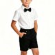 thumbnail image 1 of Odeerbi Niños 3 Piezas Caballero Traje Formal Preppy Vestido de Manga Corta Camisa de Vestido y Traje Pantalones Cortos Con Corbata Colegial Conjunto de Uniforme, 1 of 7