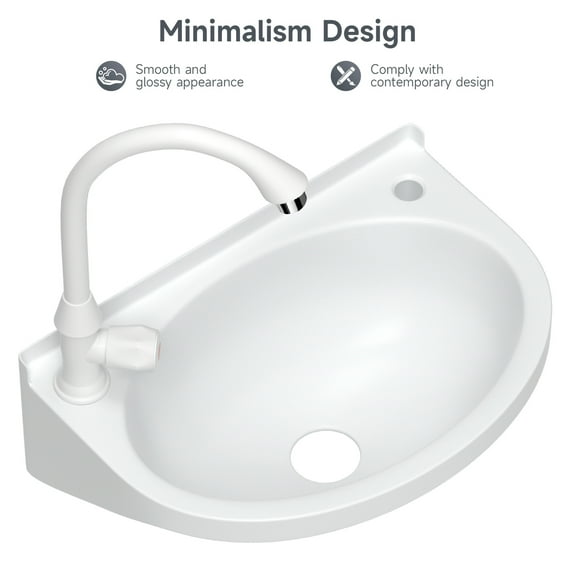 2-in-1 Outdoor Garden Water Fountain and Faucet No-Punch Bathroom Wash Basin