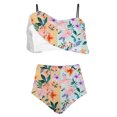 thumbnail image 4 of ibuvkizy Tankinis Swimsuits for Women Clearance Loose Modest Two Piece Bathing Suits Ladies Fashion Multicolor Retro Print Swimming Trunks Sling Women Split Swimsuit Bikini Sets for Women's Plus Size, 4 of 5