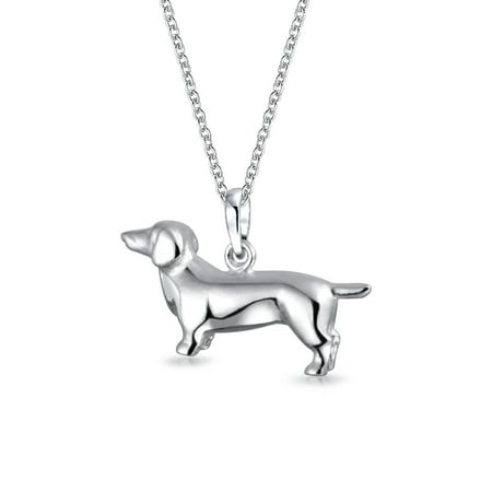 BFF Best Friend Dachshund Puppy Pet Hot Dog Pendant Necklace For Women For Teen 925 Sterling Silver 18