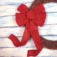 thumbnail image 4 of Red Burlap Ribbon Wreath Bow - 10" Wide, 18" Long Tails, Memorial Day, 4th of July, Farmhouse Country Decor, Front Door Decor, Christmas, Valentine's Day, President's Day, 4 of 6