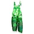 thumbnail image 3 of lcziwo Women's St. Patrick's Day Cute Jumpsuits Lucky Irish Clover Graphic Rompers Casual Adjustable Straps Wide Leg Overalls Cotton Linen Summer Beach Outfits Green XL, 3 of 6
