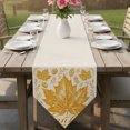 thumbnail image 6 of Thanksgiving Fall Table Runner Linen Burlap Table Runner 72 Inches Long Autumn Maple Leaves Falling Leaf Cones Dresser Scarves for Kitchen Island Coffee Dining Room Party Holiday Decoration 14"x72", 6 of 8