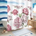 thumbnail image 5 of No Hook Shower Curtain with Built-in Rings - Pink Rose Vintage Floral Washable Waterproof Fabric Bathroom Curtains for Hotel,Rentals, 66 X 72 Inch Long , Watercolor Flower Pattern, 5 of 9