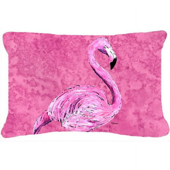 12 x 16 In. Flamingo on Pink Indoor & Outdoor Fabric Decorative Pillow