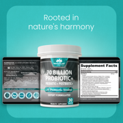 Probiotics 70 Billion CFU – 15 Probiotic strains + Organic Prebiotic+ Postbiotic 3-in-1 Complete – Promotes Healthy Digestive & Immune Function –Gas, Bloating, Constipation Support – for Men & Women