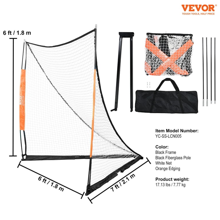 Lacrosse Shooting Target Backstop Net - Fits 6x6 FT Goal, Includes 12 Bungee Cords & 7 Throwing Targets