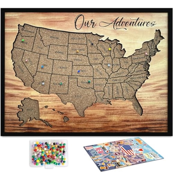 Cork Board Usa Travel Map With Pins Large Size 16x12 Map of United States Perfect For Couples and Families Gift