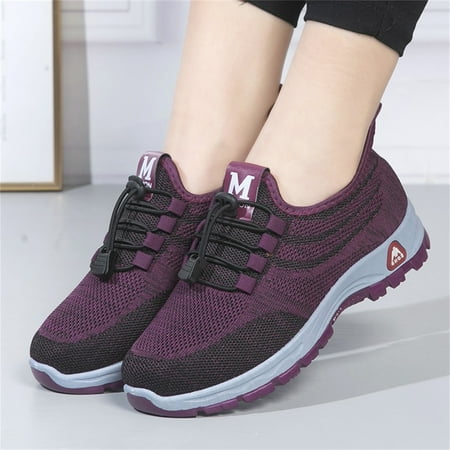 

NECHOLOGY Sneaker Shoes for Women Fashion Spring And Summer Women Sports Shoes Flat Bottom Non Slip Sneaker Wedges Shoes for Women Purple 8