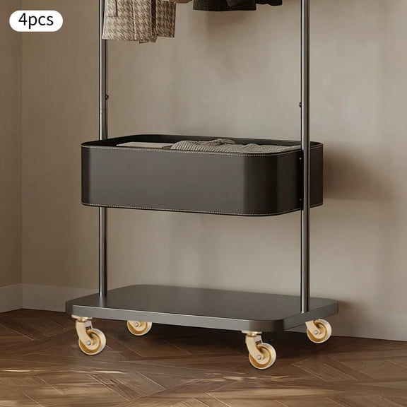 Heavy Duty Solid Brass Casters 4 Pack – 440 Lbs Load Capacity 360° Swivel Furniture Wheels with Double Bearings, Brushed Gold Screw-On Casters for Coffee Tables, Bookshelves