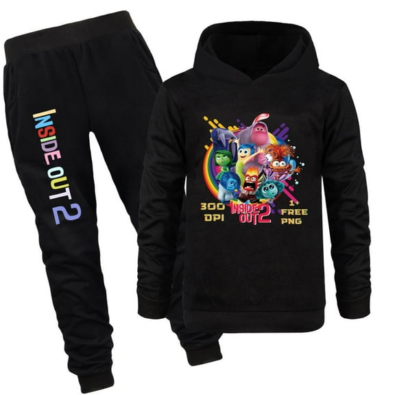 Boys' sweatshirt set Inside out2, made of cotton cartoon pullover, long sleeved hooded sweatshirt, and pants set suitable for children aged 5-13