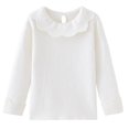 thumbnail image 2 of Ougyinr Kids Toddler Girls Long Sleeves T-Shirt  1-6Y Baby Solid Color Tops Spring Autumn lapel Pullover Tees Tops, 2 of 9