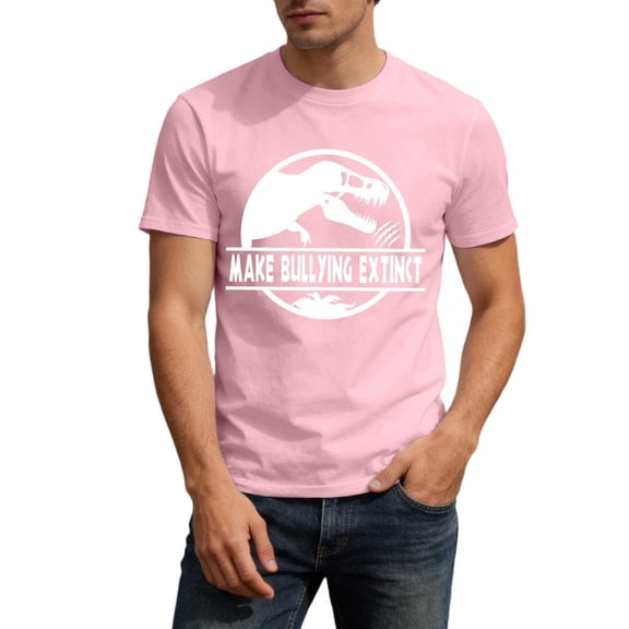 Rggeeun Men'S Tee Cute Dinosaur Graphic Print Short Sleeve Crew Neck Knit For Summer Daily Baseball Sports Versatile Tops,Light Pink,L